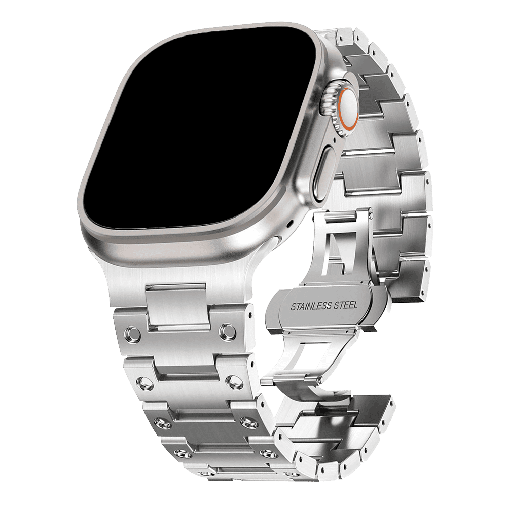 Armband für Apple Watch aus Edelstahl in der Farbe Silber, Modell Brisbane #farbe_Silber