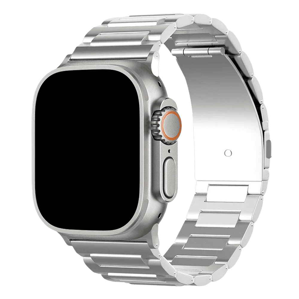 Armband für Apple Watch aus Edelstahl in der Farbe Silber, Modell Dakar #farbe_Silber