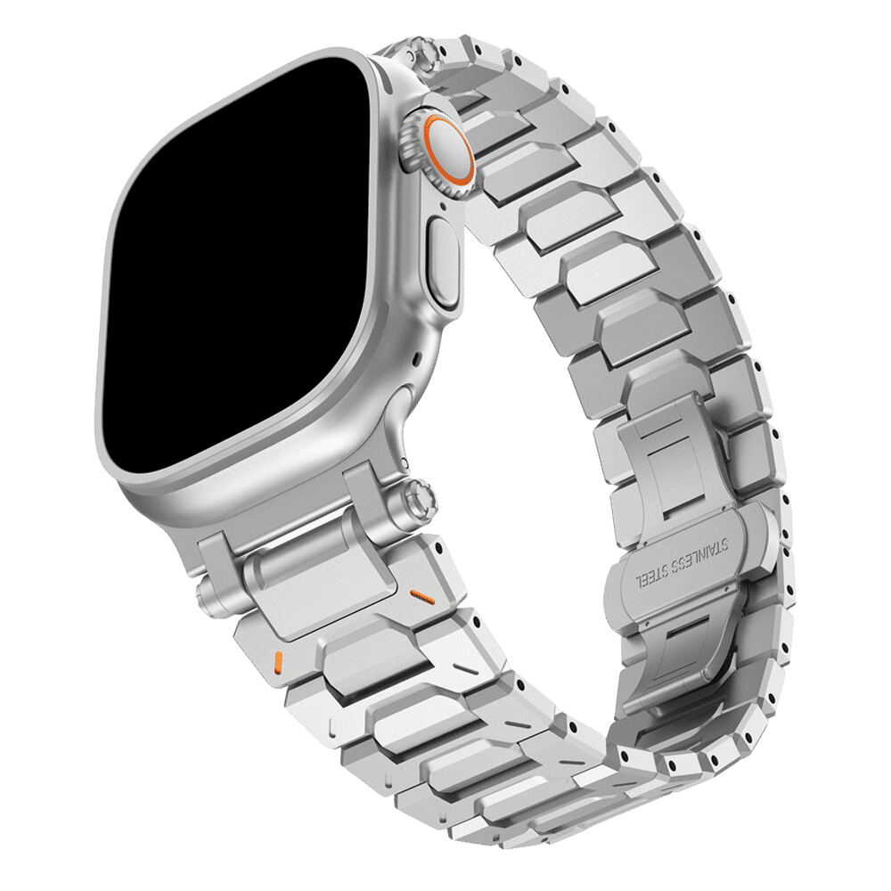 Armband für Apple Watch aus Edelstahl in der Farbe Silber, Modell Quebec #farbe_Silber