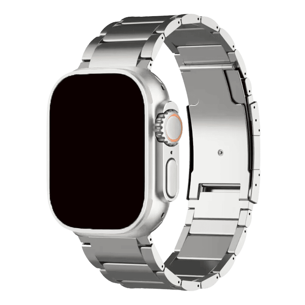 Armband für Apple Watch aus Edelstahl in der Farbe Silber, Modell Detroit #farbe_Silber