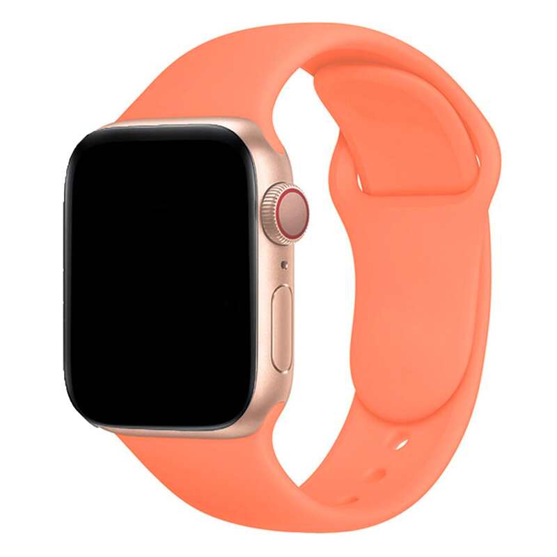 Armband für Apple Watch aus Silikon in der Farbe Hellorange, Modell Amsterdam #farbe_Hellorange