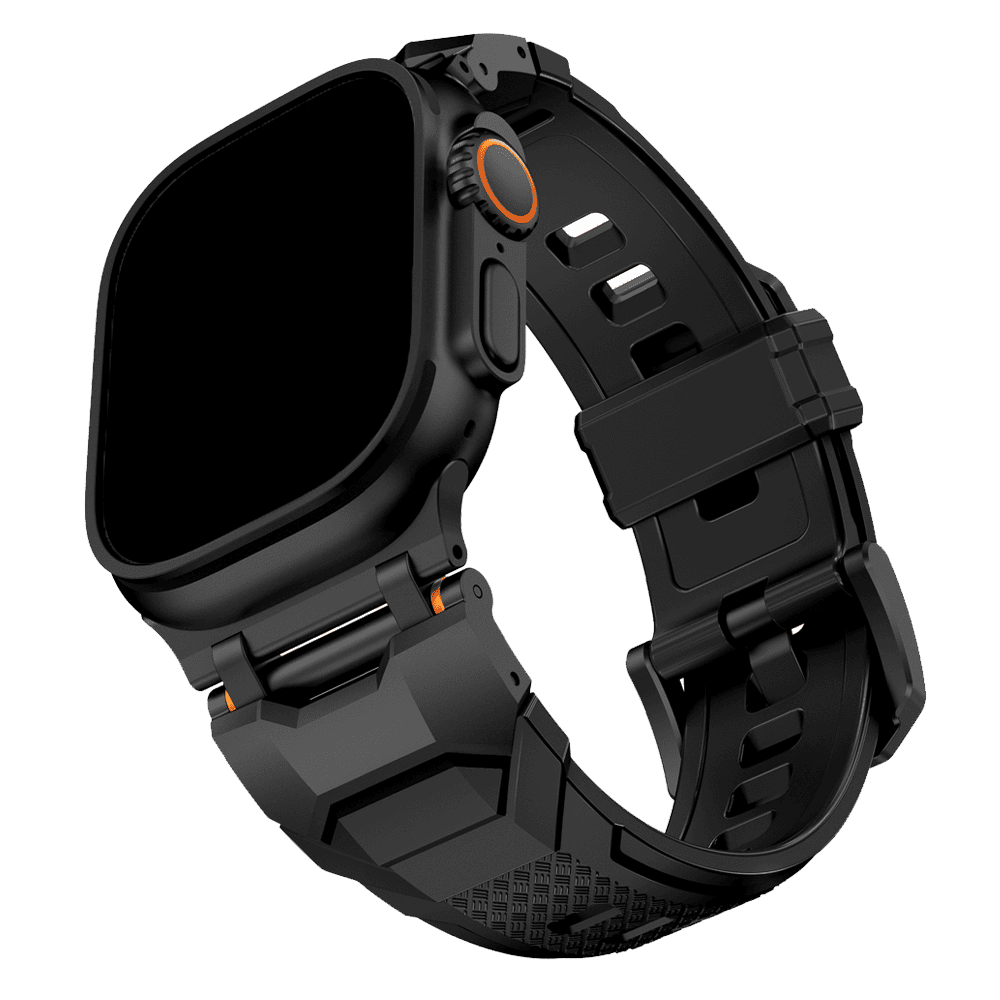 Armband für Apple Watch aus Silikon in der Farbe Schwarz, Modell Casablanca #farbe_Schwarz / Schwarz