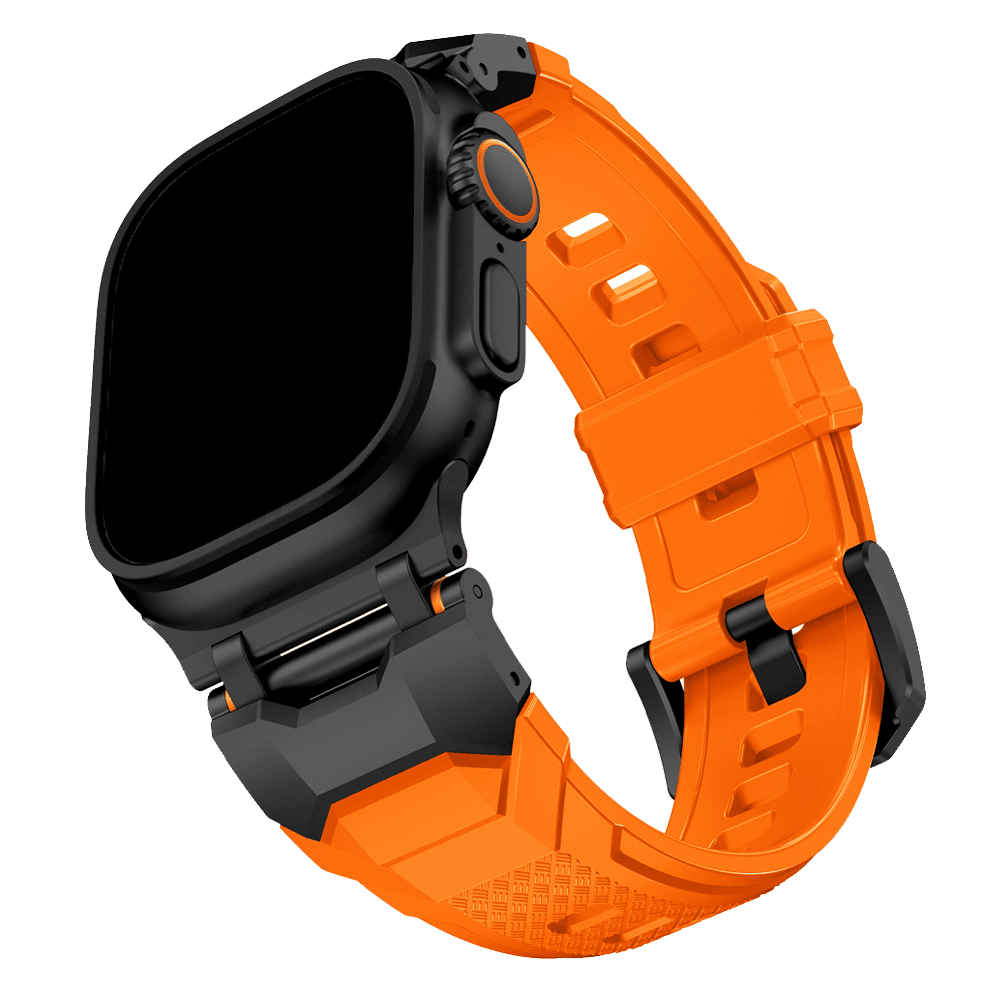 Armband für Apple Watch aus Silikon in der Farbe Orange, Modell Casablanca #farbe_Schwarz / Orange