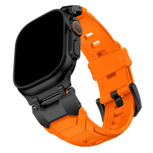 Armband für Apple Watch aus Silikon in der Farbe Orange, Modell Casablanca #farbe_Schwarz / Orange