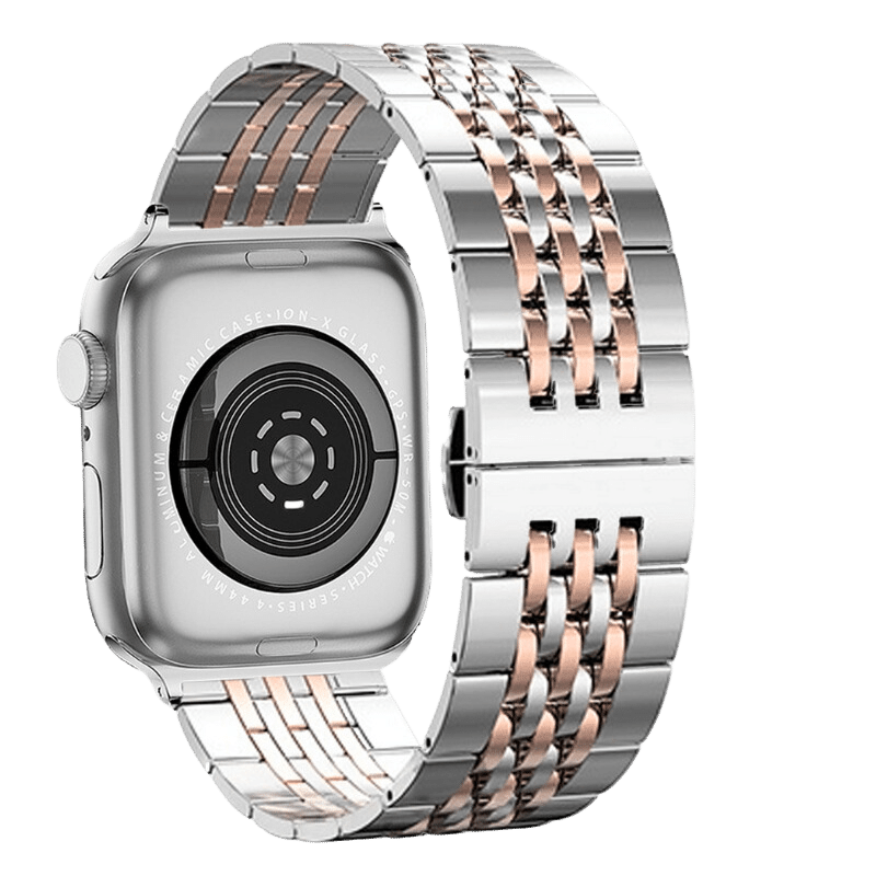 Armband für Apple Watch aus Edelstahl in der Farbe Silber-Rosegold, Modell Chelsea #farbe_Silber-Rosegold