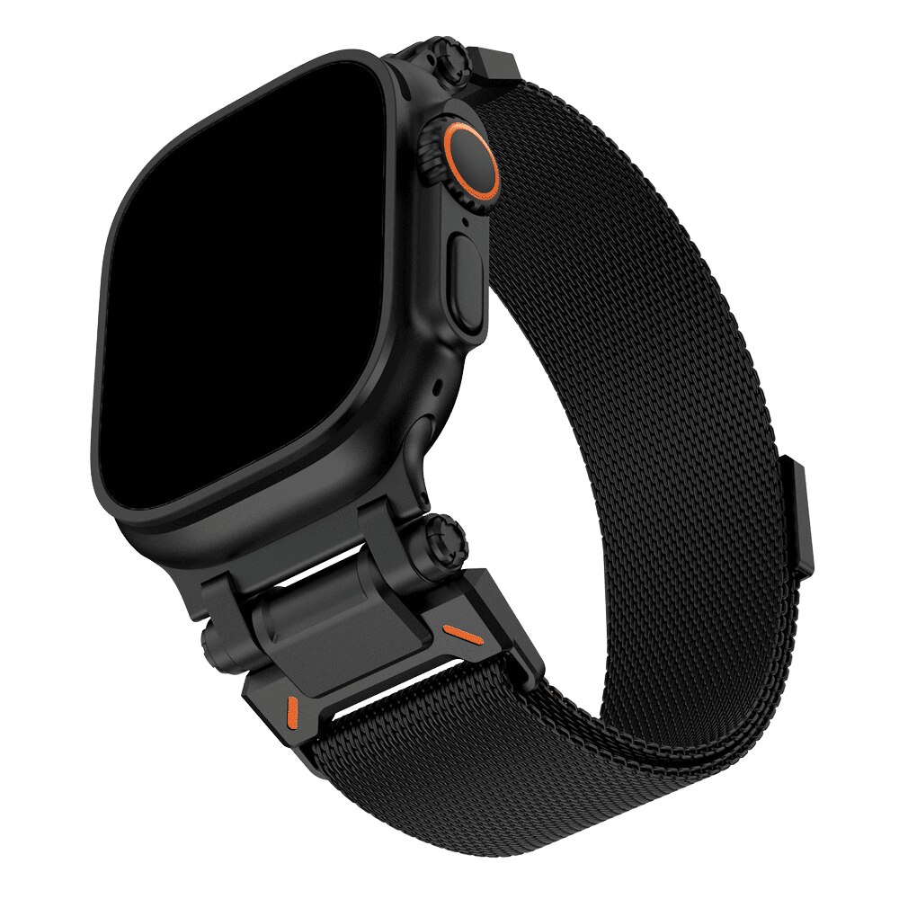 Armband für Apple Watch aus Edelstahl in der Farbe Schwarz, Modell Denver #farbe_Schwarz