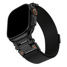 Armband für Apple Watch aus Edelstahl in der Farbe Schwarz, Modell Denver #farbe_Schwarz