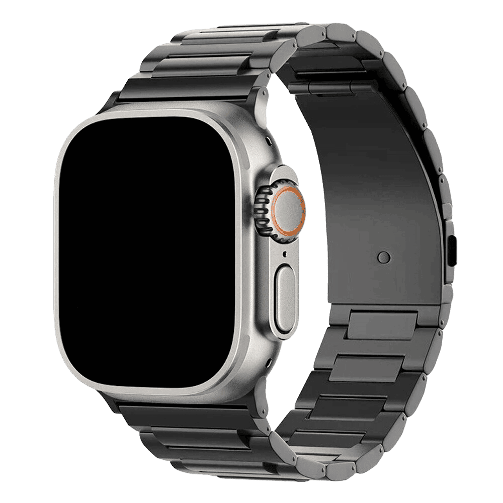 Armband für Apple Watch aus Edelstahl in der Farbe Schwarz, Modell Dakar #farbe_Schwarz