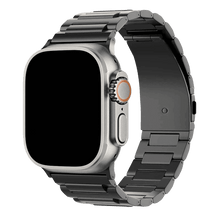 Armband für Apple Watch aus Edelstahl in der Farbe Schwarz, Modell Dakar #farbe_Schwarz