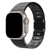 Armband für Apple Watch aus Edelstahl in der Farbe Schwarz, Modell Memphis #farbe_Schwarz