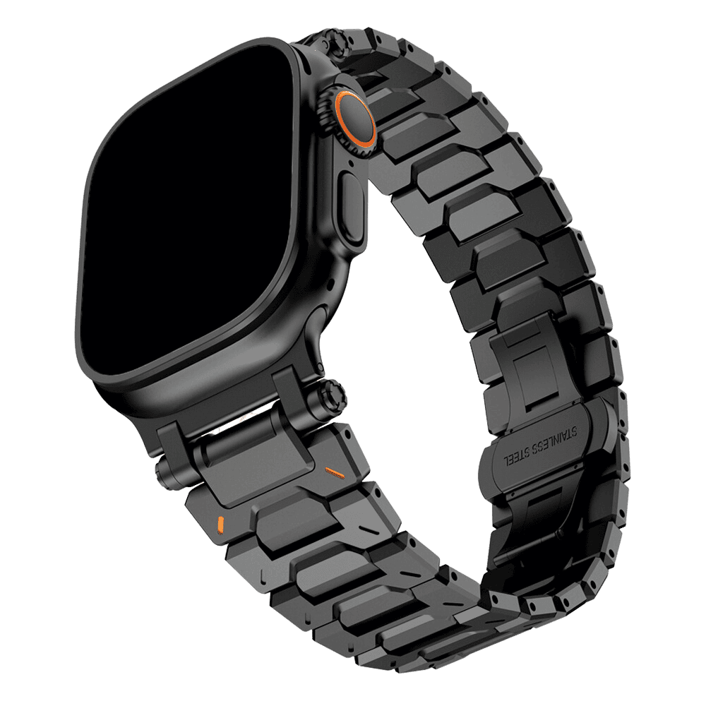 Armband für Apple Watch aus Edelstahl in der Farbe Schwarz, Modell Quebec #farbe_Schwarz