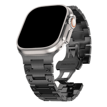 Armband für Apple Watch aus Edelstahl in der Farbe Schwarz, Modell Brisbane #farbe_Schwarz