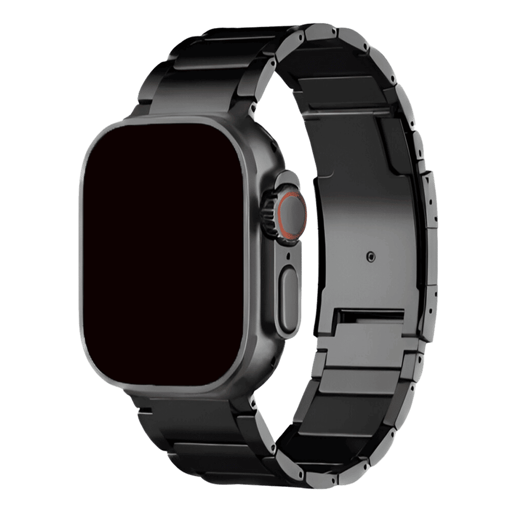 Armband für Apple Watch aus Edelstahl in der Farbe Schwarz, Modell Detroit #farbe_Schwarz