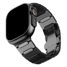 Armband für Apple Watch aus Edelstahl in der Farbe Schwarz, Modell Wellington #farbe_Schwarz