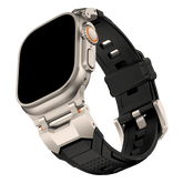 Armband für Apple Watch aus Silikon in der Farbe Schwarz, Modell Casablanca #farbe_Titanfarben / Schwarz