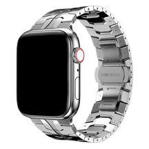 Armband für Apple Watch aus Edelstahl in der Farbe Silber, Modell Mailand #farbe_Silber