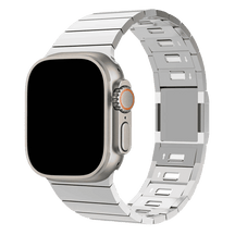 Armband für Apple Watch aus Edelstahl in der Farbe Silber, Modell Memphis #farbe_Silber