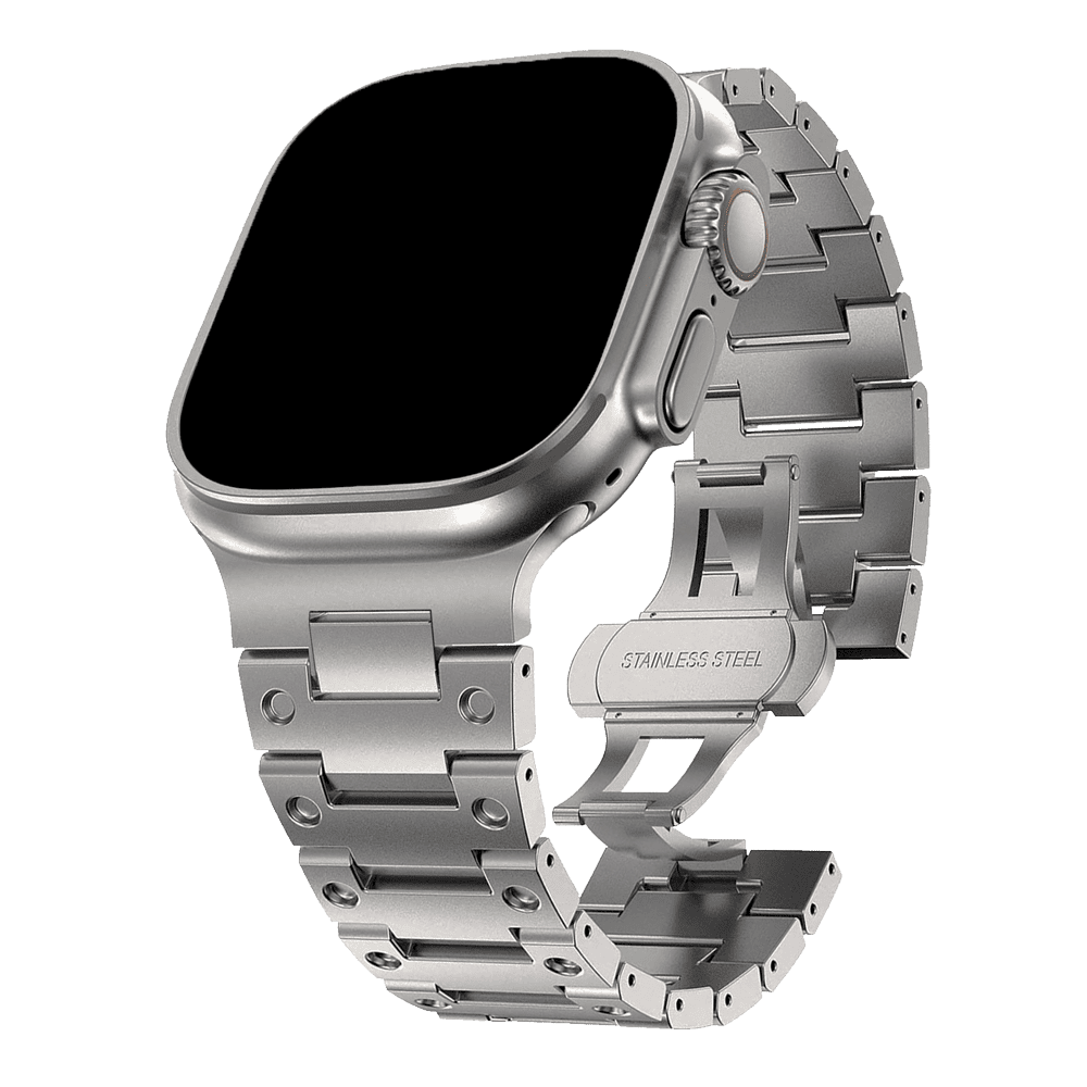 Armband für Apple Watch aus Edelstahl in der Farbe Titan, Modell Brisbane #farbe_Titan