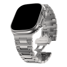 Armband für Apple Watch aus Edelstahl in der Farbe Titan, Modell Brisbane #farbe_Titan