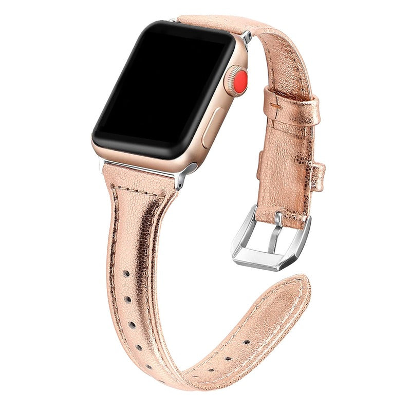 Armband für Apple Watch aus Leder in der Farbe Bronze, Modell Sydney #farbe_Bronze