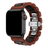 Armband für Apple Watch aus Silikon in der Farbe Schwarz, Modell Bogotá #farbe_Schwarz/Braun