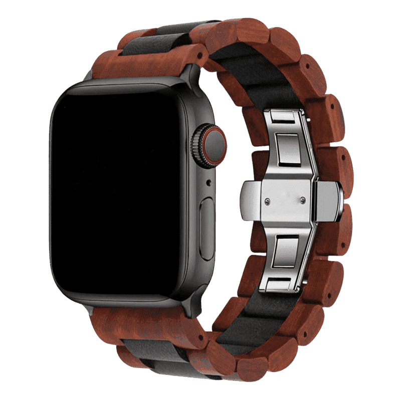 Armband für Apple Watch aus Silikon in der Farbe Schwarz, Modell Bogotá #farbe_Schwarz/Braun