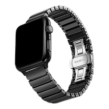 Armband für Apple Watch aus Keramik in der Farbe Schwarz, Modell Los Angeles #farbe_Schwarz