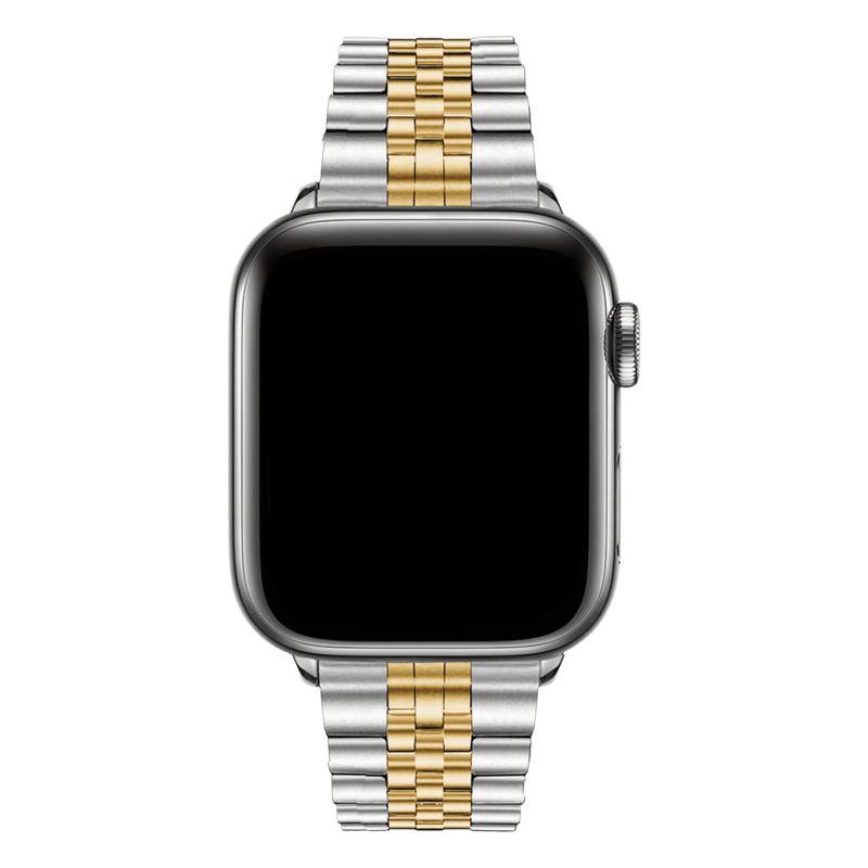 Armband für Apple Watch aus Edelstahl in der Farbe Silber-Gold, Modell New York #farbe_Silber-Gold