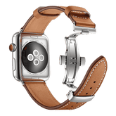 Armband für Apple Watch aus Leder in der Farbe Braun, Modell Monaco #farbe_Braun