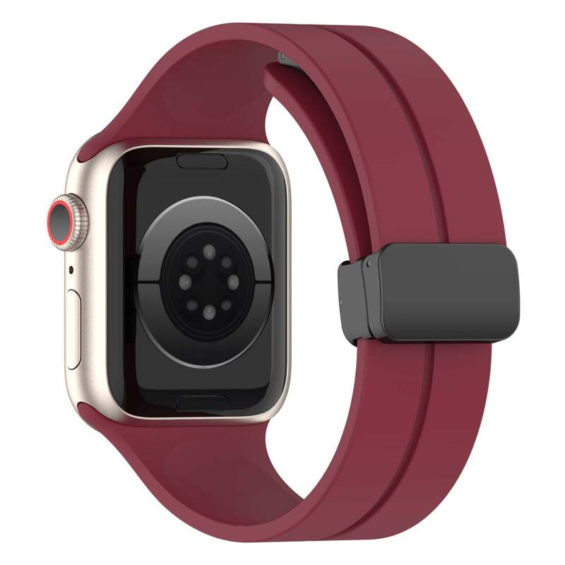 Armband für Apple Watch aus Silikon in der Farbe Weinrot, Modell Lahore #farbe_Weinrot