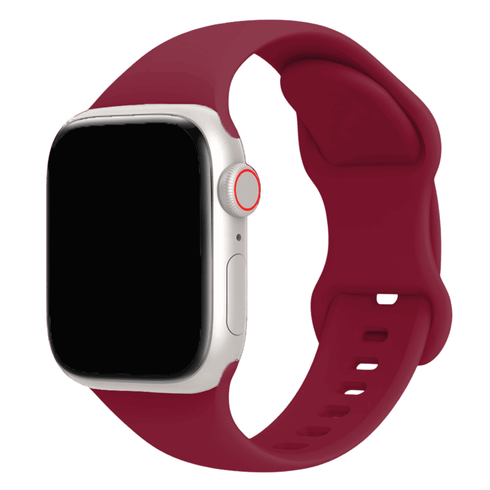Armband für Apple Watch aus Silikon in der Farbe Weinrot, Modell Amsterdam #farbe_Weinrot